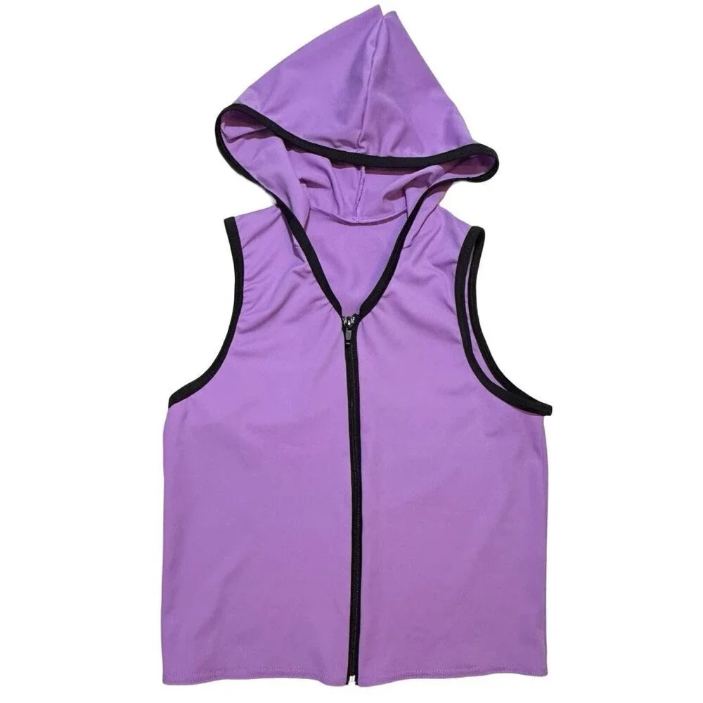 WEISSMAN Unisex Lavender Hooded Dance Vest‎ Size MC Zipper Hip Hop Costume NEW